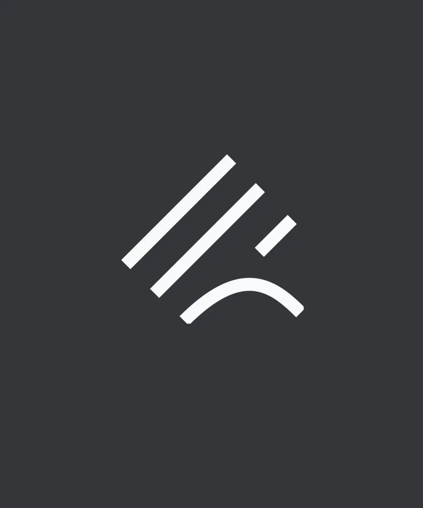 Studio Derail logo, with three slanted stripes and the lower one bending down.